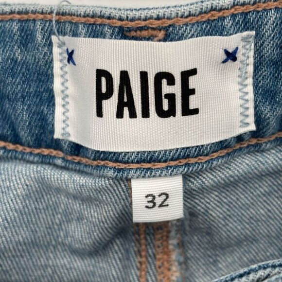 Paige Sarah Slim Distressed Straight Leg Jeans Light Wash Size 32 - Picture 2 of 10